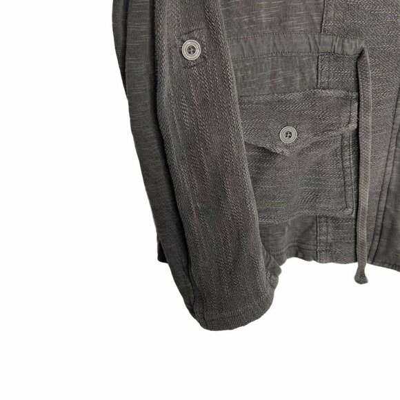 Anthro Saturday Sunday Utility Jacket Womens Size XS Grey Moto Drawstring‎ Waist - Picture 10 of 11